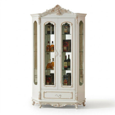 Vitrina clásica gabinete de vidrio armario de madera blanco armarios muebles mobiliario.