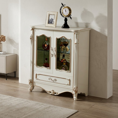 Vitrina Vitrinas Armario de madera Armario de vidrio Armarios Color blanco Muebles Lujo