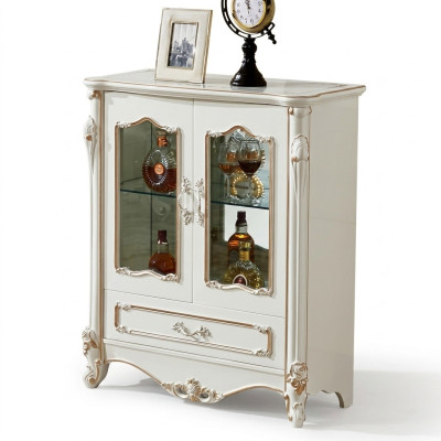 Vitrina Vitrinas Armario de madera Armario de vidrio Armarios Color blanco Muebles Lujo