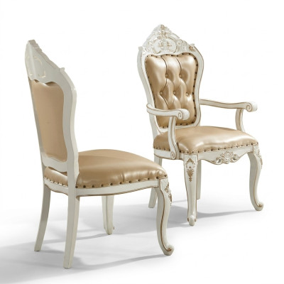 Silla clásica Chesterfield comedor beige sillón solo estilo barroco