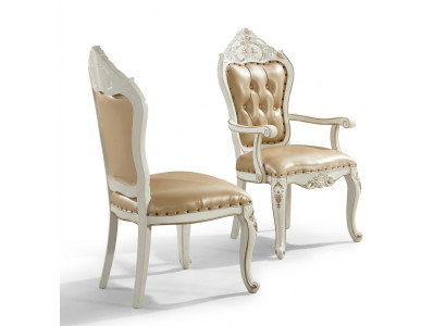 Silla clásica Chesterfield comedor beige sillón solo estilo barroco