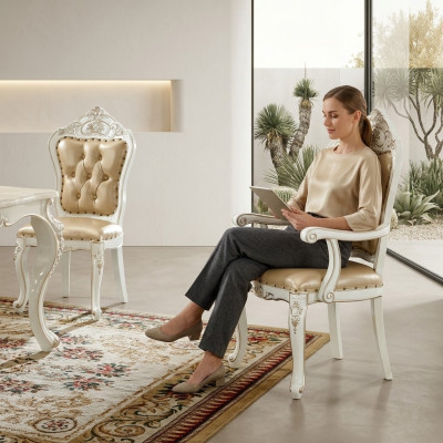 Silla clásica de comedor, silla de respaldo de muebles, sillón barroco, sillas de diseño.