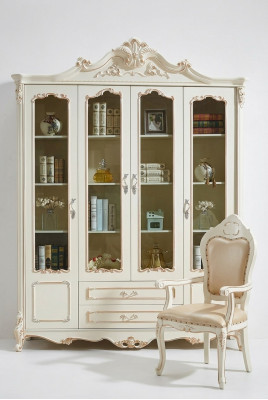 Estantería de libros Estilo Art déco Armario Vitrina Blanco Muebles Armarios Estante Madera