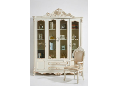 Estantería de libros Estilo Art déco Armario Vitrina Blanco Muebles Armarios Estante Madera