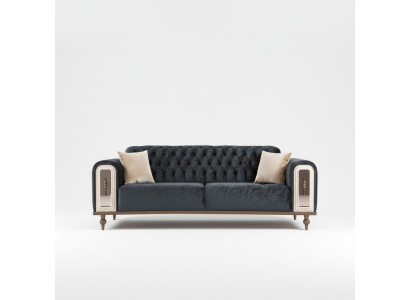 Lujo sofá de tres plazas 3 plazas, sofás de diseño de tela beige textil negro.