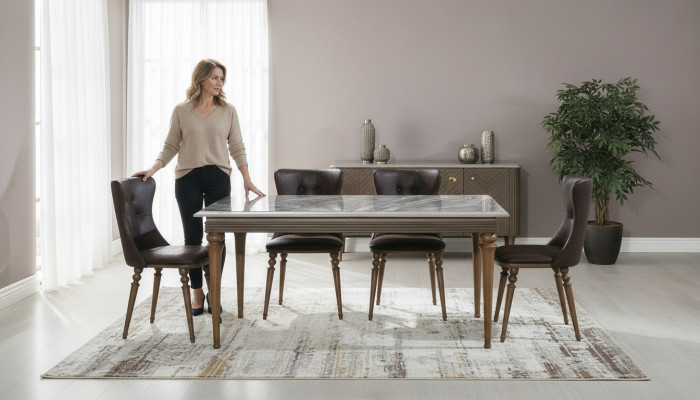 Conjunto completo de mesa de comedor 4 sillas Conjunto de comedor Mesa de madera Mesas 4 piezas.
