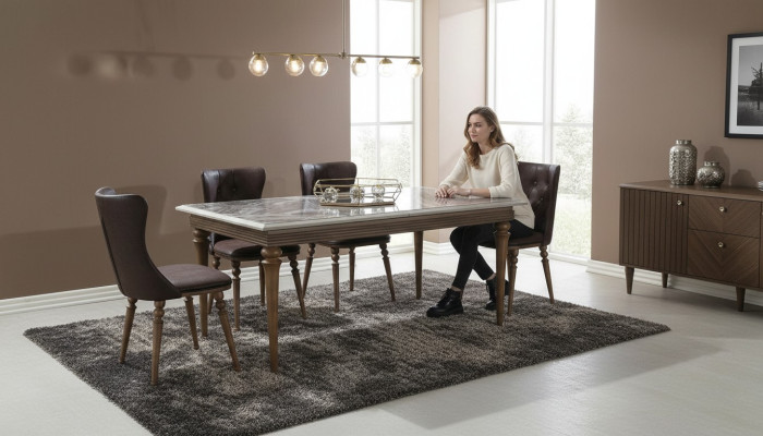 Mesa de comedor Mesa de Madera 180x100 Comedor Marrón Mesas Mesas Muebles Nuevo