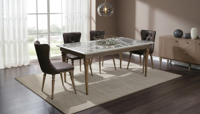 Mesa de comedor Mesa de Madera 180x100 Comedor Marrón Mesas Mesas Muebles Nuevo