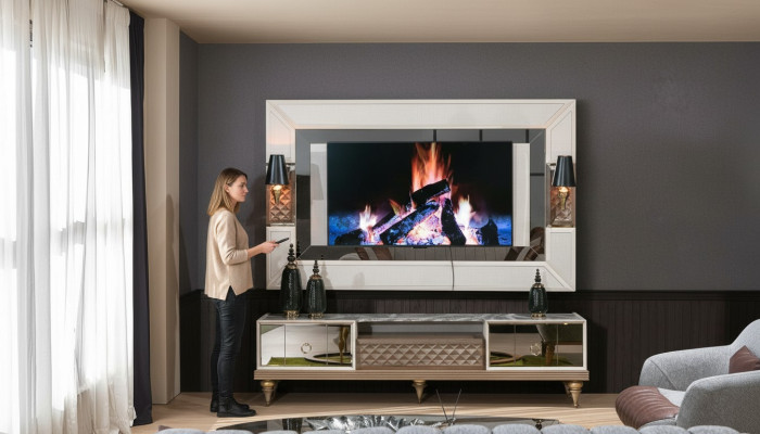 Mueble de pared RTV soporte de TV Lowboard mesa de madera de lujo armario XXL