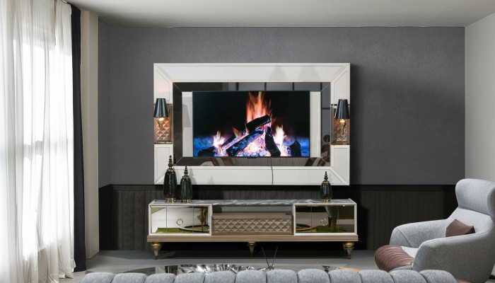 Mueble de pared RTV soporte de TV Lowboard mesa de madera de lujo armario XXL