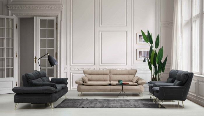 Conjunto de sofás 3+3+1+1 Sofá Juego de sofás negro Sillón Sofás Set 4 piezas