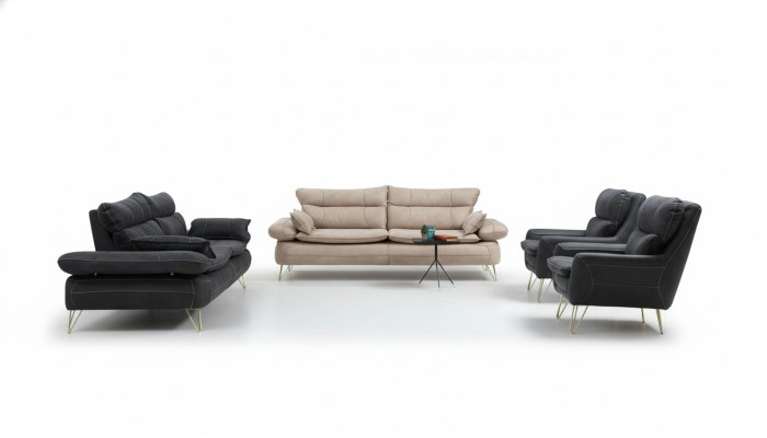 Conjunto de sofás 3+3+1+1 Sofá Juego de sofás negro Sillón Sofás Set 4 piezas