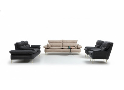Conjunto de sofás 3+3+1+1 Sofá Juego de sofás negro Sillón Sofás Set 4 piezas