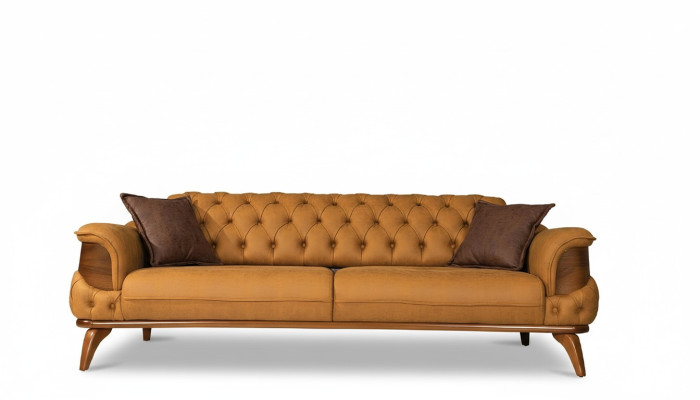 Sofá de tres plazas de cuero Sofás Sofas Sofisticados Sofá Chesterfield Western USA Amarillo