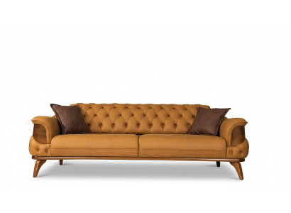 Sofá de tres plazas de cuero Sofás Sofas Sofisticados Sofá Chesterfield Western USA Amarillo