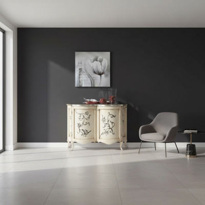 Clásica cómoda de madera blanca italiana de lujo.