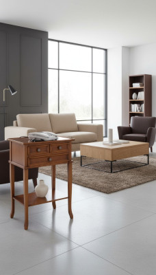 Consola de teléfono clásica marrón Mesa auxiliar Mesa Mesa de café Muebles