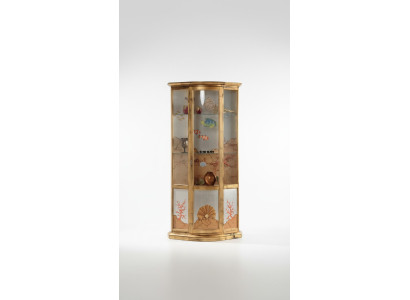Vitrina clásica de vidrio de madera de lujo con muebles de oro italia.
