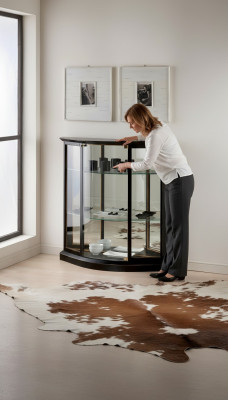 Vitrina Negro Gabinete de vidrio Diseño Clásico Lujo Muebles de madera Vitrinas