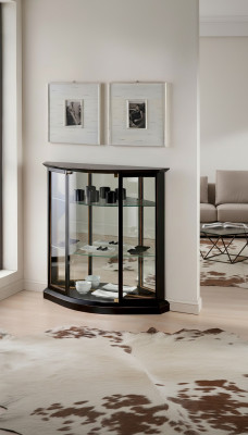 Vitrina Negro Gabinete de vidrio Diseño Clásico Lujo Muebles de madera Vitrinas