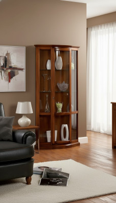 Vitrina marrón clásica estilo francés mueble cómoda aparador armario de cristal