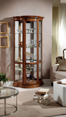 Vitrina de vidrio armario marrón vitrina sala de estar muebles de lujo aparador madera Italia