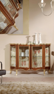 Vitrina Cómoda Cómodas de vidrio Lujo Aparador Armarios Marrón Muebles italianos