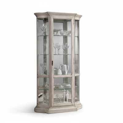 Vitrina de vidrio blanca de lujo de muebles italianos Vitrina Gabinetes Sala de estar
