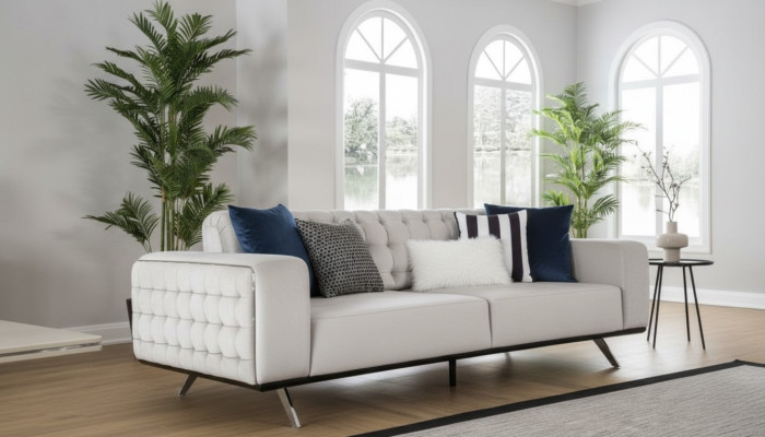 Sofá de lujo para la sala de estar de 2 plazas blanco Chesterfield sofá sofá nuevo