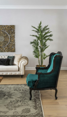 Clásico sillón de lujo tapizado textil de 1 plaza, moderno, verde.