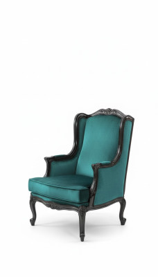 Clásico sillón de lujo tapizado textil de 1 plaza, moderno, verde.