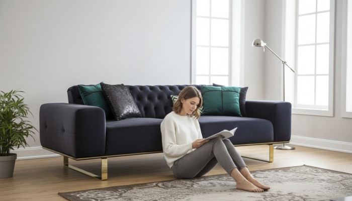 Sofá moderno de 4 plazas diseño sala de estar tapicería de madera tapizado moderno lujo