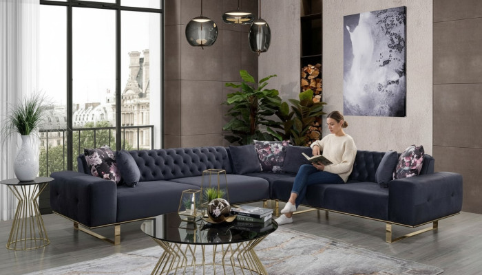 Sofá esquinero, sofá, tapicería, conjunto de muebles Chesterfield, sofá de esquina, tela.