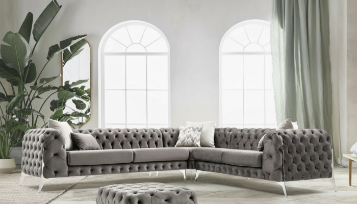 Sofá esquinero de lujo Chesterfield gris, sofá cojín, nuevo sofá esquinero.