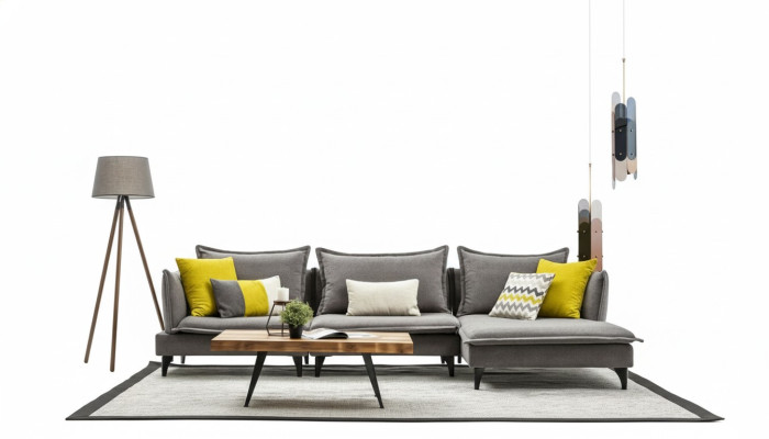 Sofá De Tela Chesterfield Gris Sofá De Esquina De Lujo Sofá De Grupo De Asientos Sofá De Asiento De Tela De Epoca