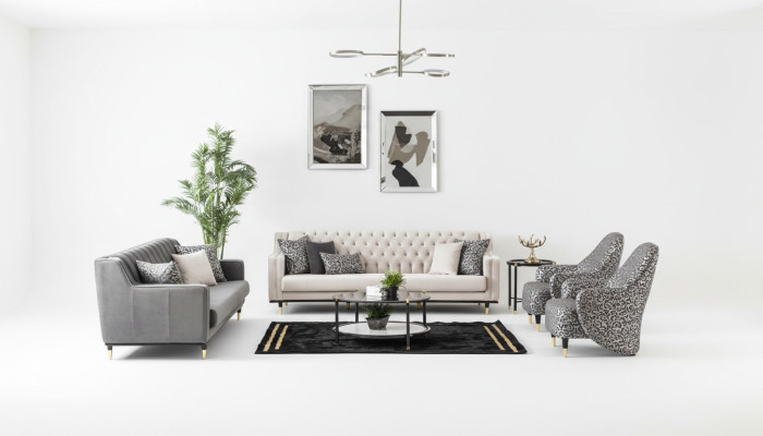 Set de lujo de 5 piezas de sofá 3+3+1+1 Juego de sofá mesa auxiliar sofá sillón