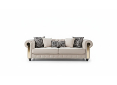 Sofá Chesterfield de 3 plazas diseño salón tapizado madera cuero moderno lujo