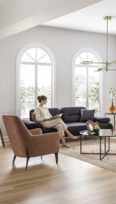 Sillón marrón de lujo de tela Textil Sala de estar Nuevo Muebles de diseño moderno y creativo Nuevo