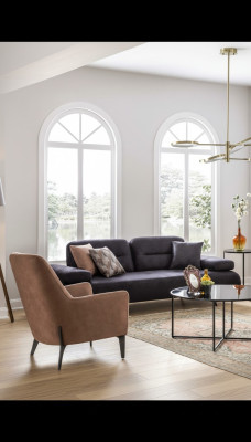 Sillón marrón de lujo de tela Textil Sala de estar Nuevo Muebles de diseño moderno y creativo Nuevo
