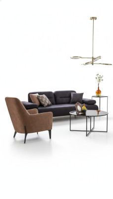 Sillón marrón de lujo de tela Textil Sala de estar Nuevo Muebles de diseño moderno y creativo Nuevo