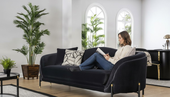 Sofá de lujo de 2 plazas de tela para sala de estar Diseño moderno Sofás Acolchados Sofás nuevos