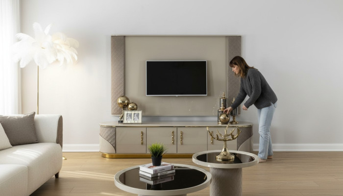 Moderno armario de TV de lujo Estilo elegante RTV para sala de estar Aparador de TV NUEVO