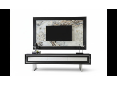 Mueble de pared de lujo + aparador de salón estante bajo de alto brillo negro