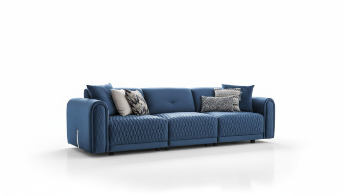 Sofá de lujo de 4 plazas para salón diseño moderno azul sofás de cuero nuevos