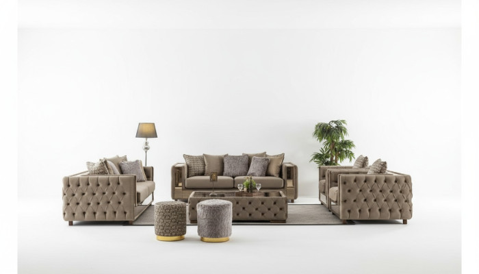 Sofá Chesterfield Set 3+3+1+1 Sofá Sofá Diseño Conjunto de Sofás
