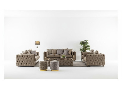 Sofá Chesterfield Set 3+3+1+1 Sofá Sofá Diseño Conjunto de Sofás