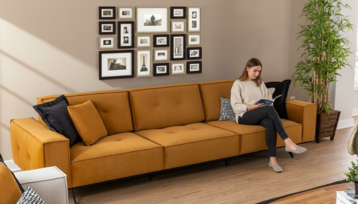 Sofá Sofá de cuatro plazas Muebles Sofás Acolchados Sofás Textil Tela Decoración