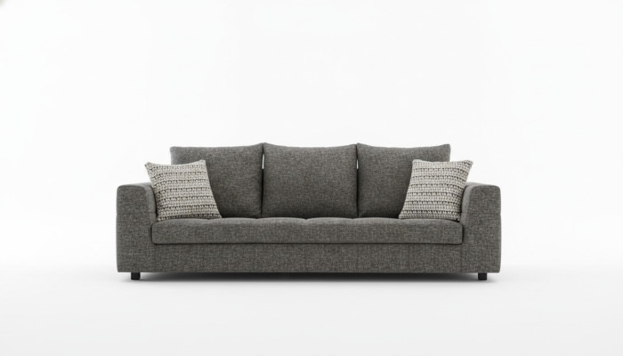 Sofá de lujo de 4 plazas en tela, diseño moderno, color gris para sala de estar. Sofás acolchados.