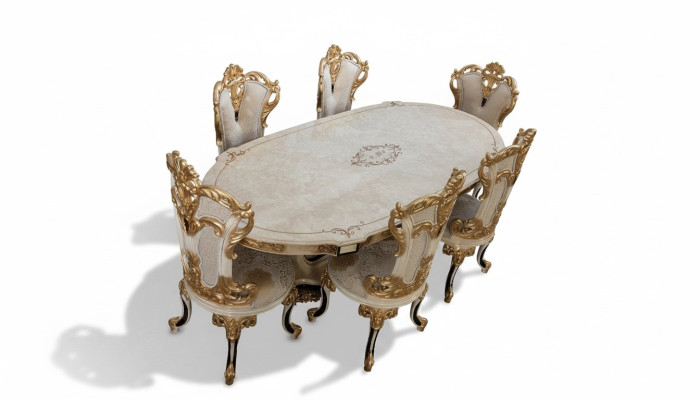 Juego de mesa completo + 6 sillas Juego de comedor Grupo de comedor Mesa de madera Mesas 7 piezas