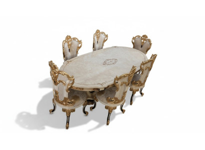 Juego de mesa completo + 6 sillas Juego de comedor Grupo de comedor Mesa de madera Mesas 7 piezas